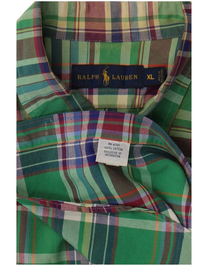 Мужская рубашка RALPH LAUREN XL, зеленая клетка, хлопок
