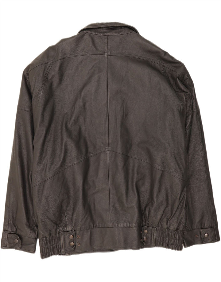 VINTAGE Mens Bomber Leather Jacket 2XL Black Leather Vintage Vintage and Second-Hand Vintage from Messina Hembry 
