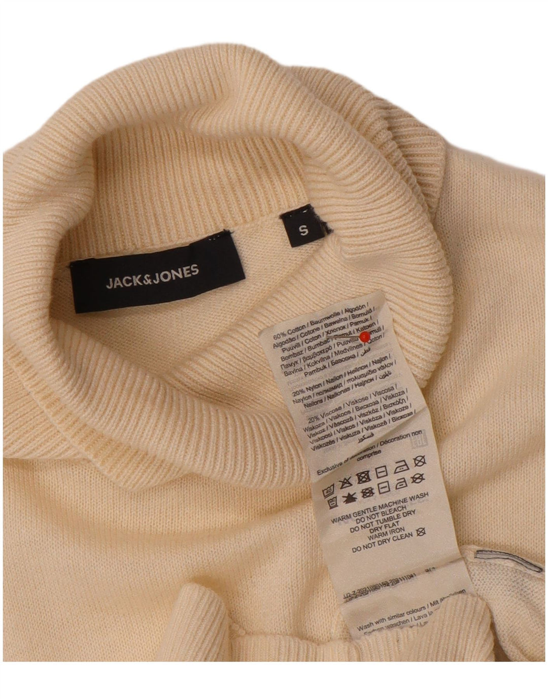 Мужской джемпер с высоким воротником Jack & Jones, маленький белый хлопковый свитер