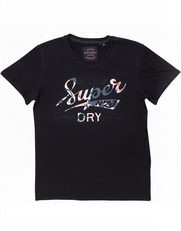 Женская футболка с рисунком Superdry Top UK 12, средний темно-синий хлопок