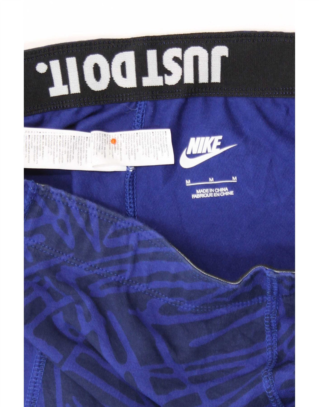 Женские леггинсы Nike UK 12, хлопок среднего синего цвета с геометрическим рисунком