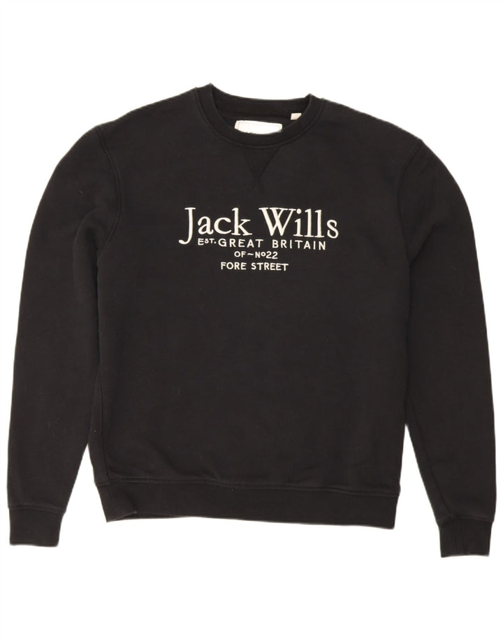 Мужской свитшот с рисунком Jack Wills, маленький черный хлопковый джемпер