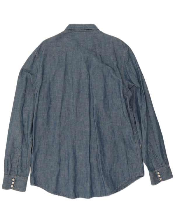 Мужская приталенная рубашка Levi's Western Slim Fit XL, синяя, хлопок