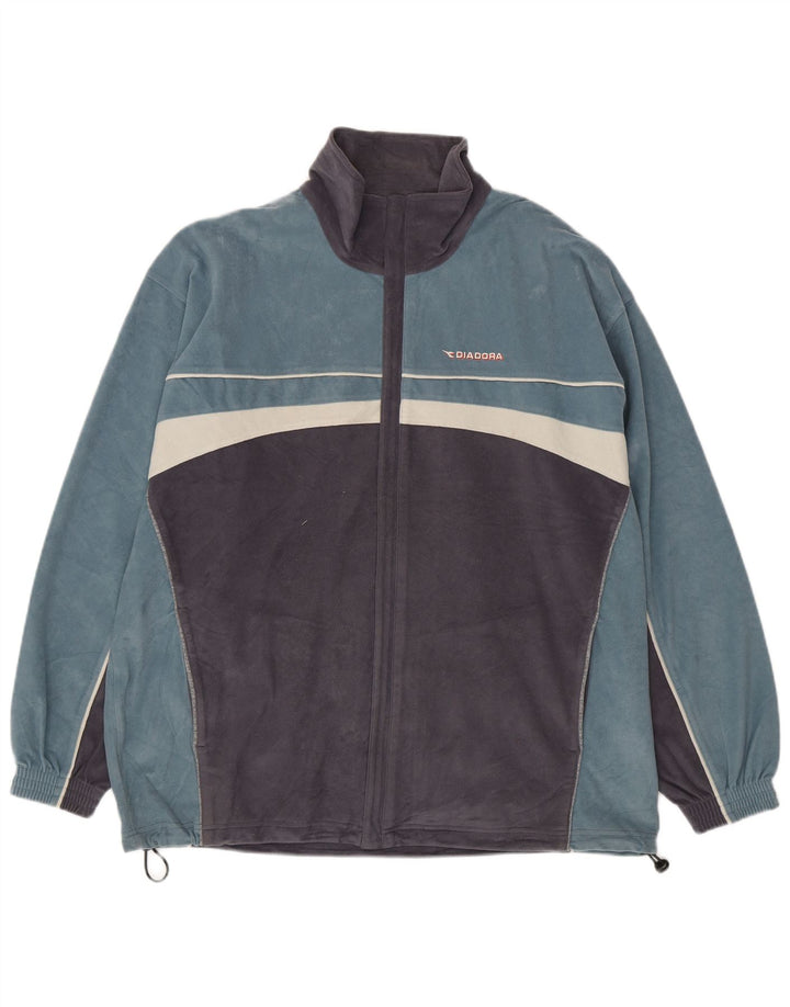 Мужская флисовая куртка Diadora UK 42 XL, синяя, полиэстер с цветными блоками