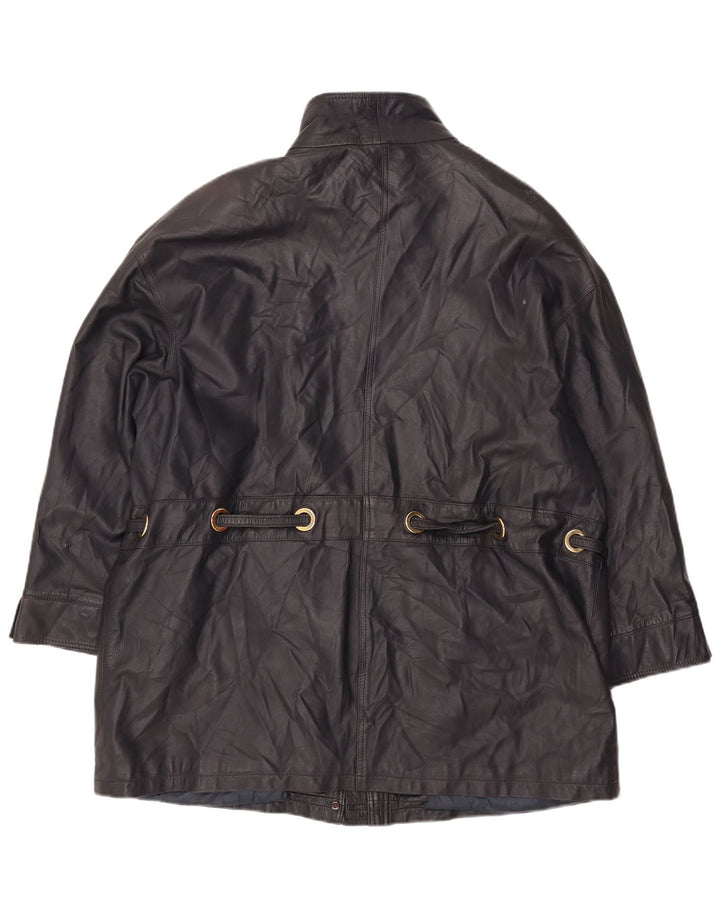 Женская кожаная куртка PER ME UK 22 2XL, черная кожа