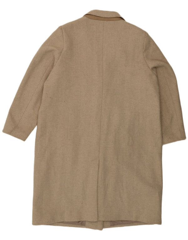 Женское пальто Marks & Spencer UK 22 3XL бежевое, полиэстер с узором «в елочку»