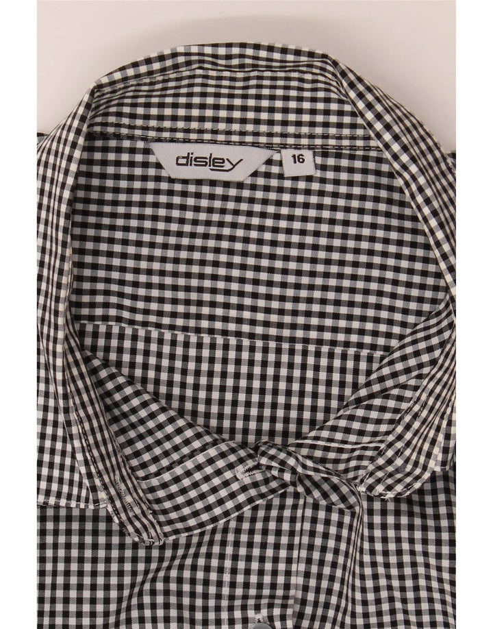 VINTAGE Womens Shirt UK 16 Large  Black Gingham Polyester Vintage Vintage and Second-Hand Vintage from Messina Hembry 