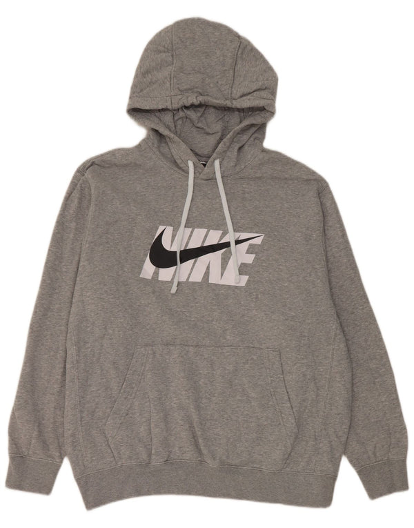 Мужской джемпер с капюшоном с графическим рисунком Nike, большой серый хлопок с крапинками