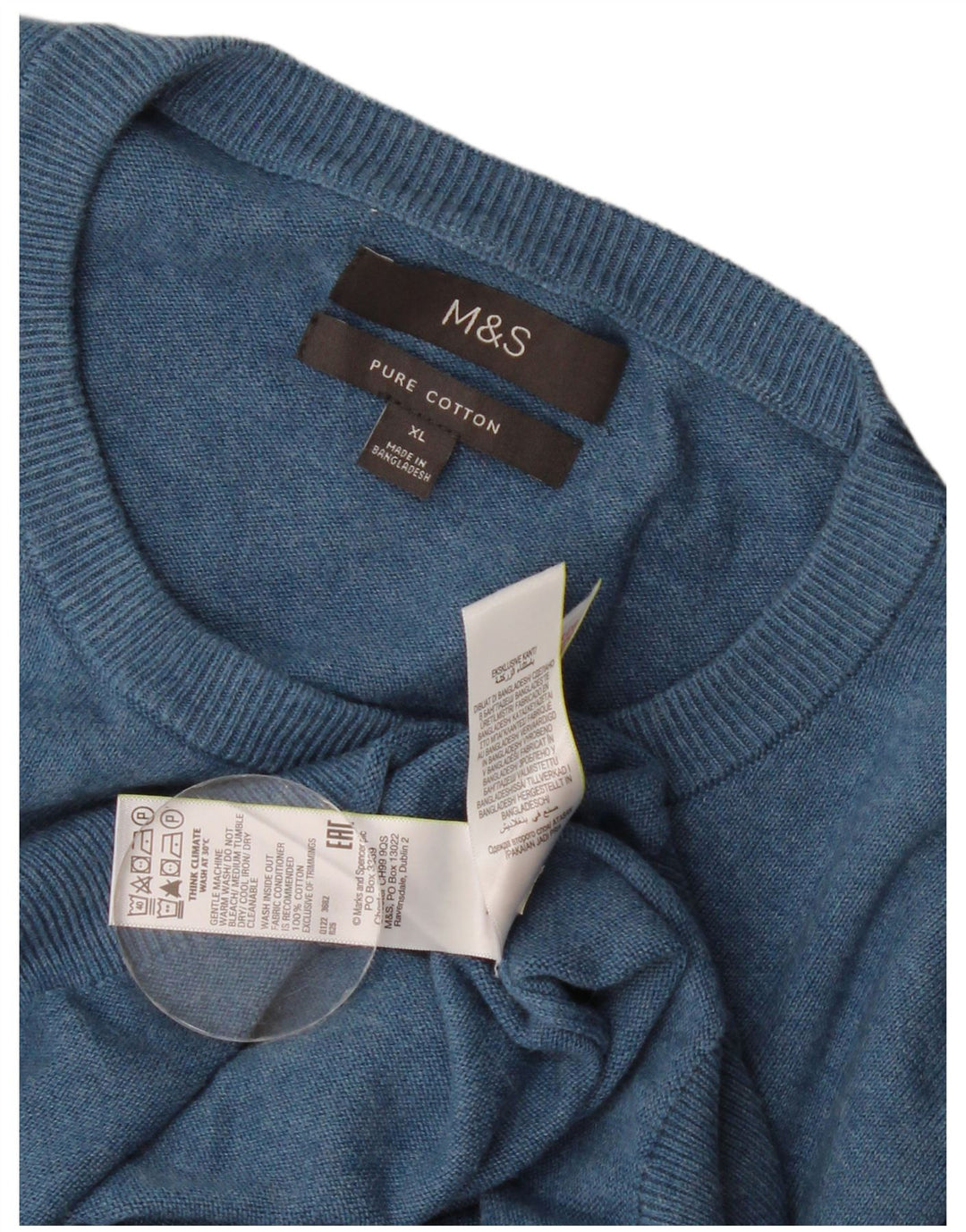 Мужской джемпер с круглым вырезом Marks & Spencer XL, синий хлопок