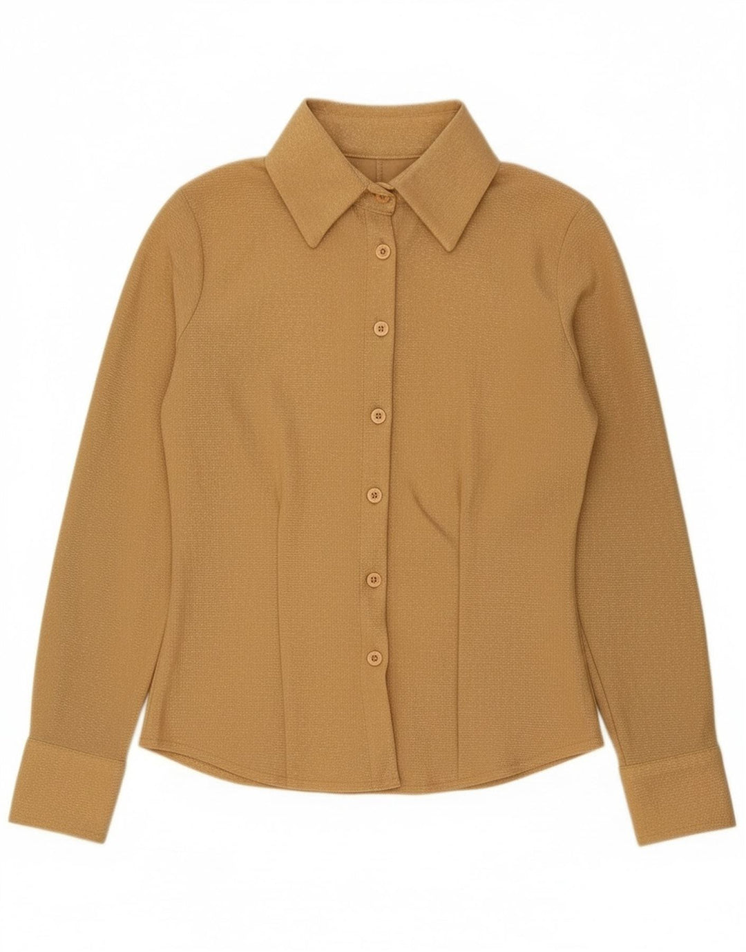 Винтажная женская рубашка UK 10, маленький золотой полиэстер