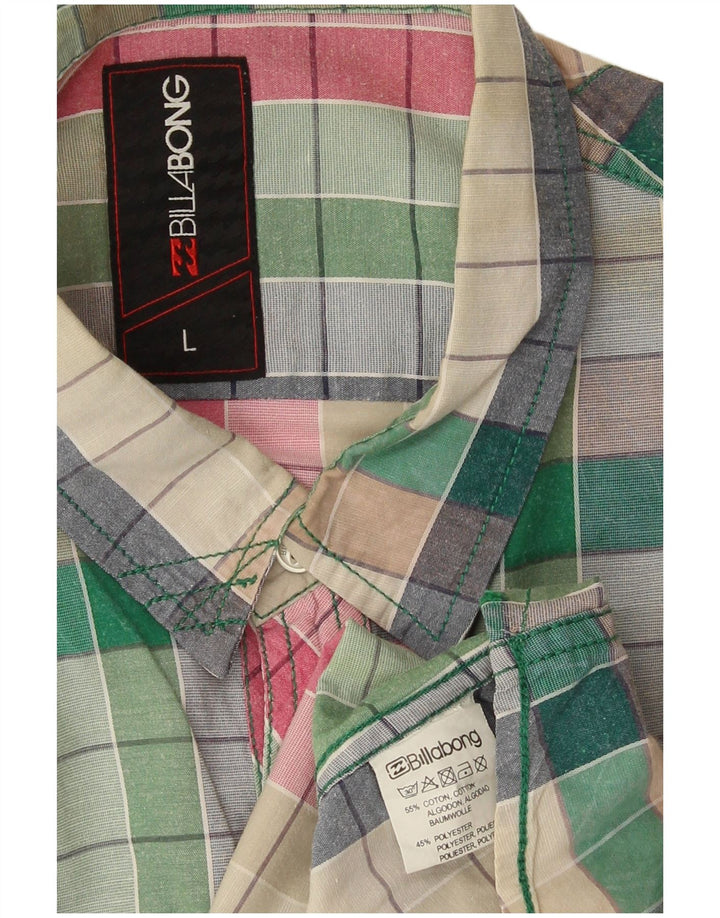 Billabong Мужская рубашка с коротким рукавом, большая разноцветная клетка, хлопок