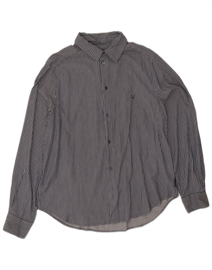 Мужская рубашка Armani Jeans 3XL темно-синяя в тонкую полоску, хлопок