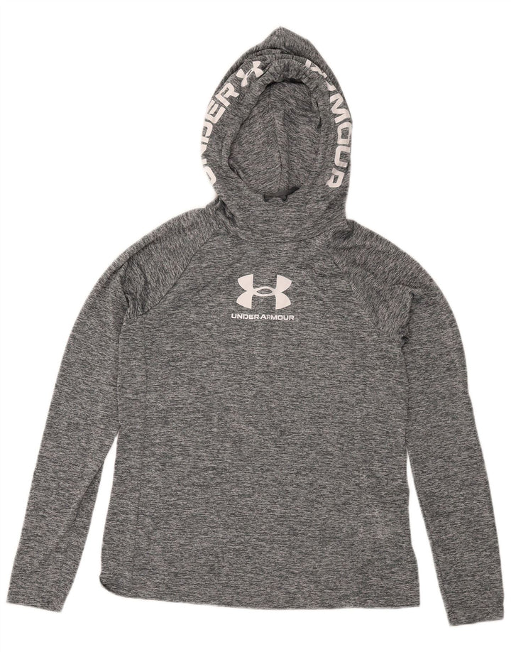 Мужской топ Under Armour с капюшоном и графикой, длинными рукавами, средний серый, в крапинку