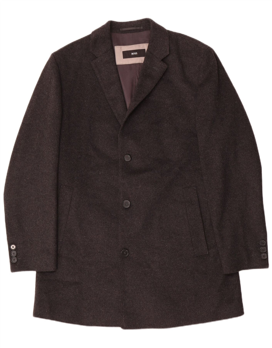 Мужское пальто Hugo Boss EU 54 2XL Серое Шерстяное