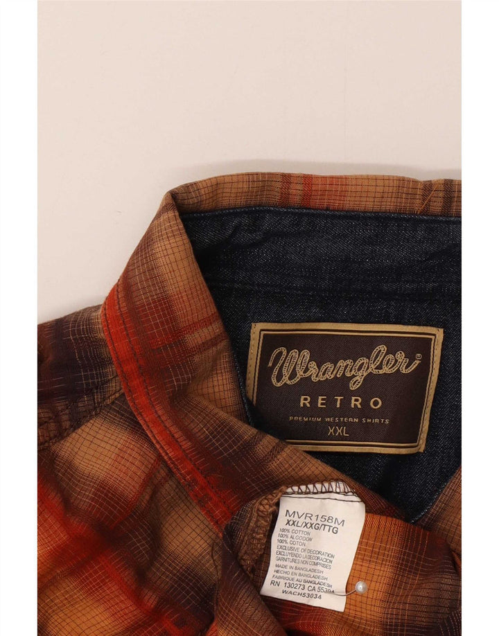 Мужская рубашка в стиле ретро Wrangler 2XL, коричневая клетка, хлопок