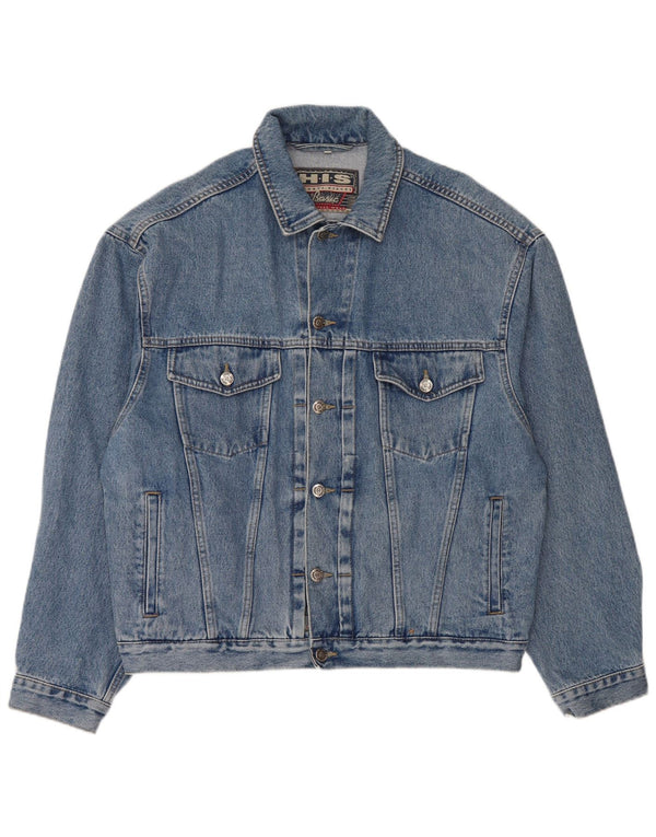 Мужская джинсовая куртка Генри I Siegel H.I.S UK 40, большая синяя хлопковая ткань