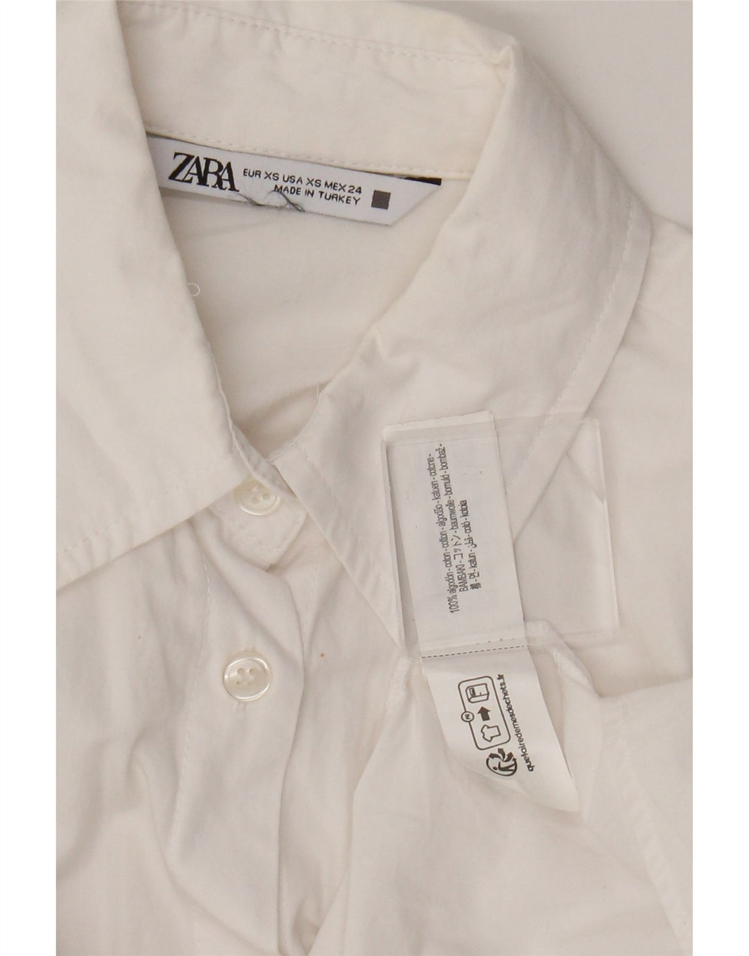 Женская рубашка оверсайз Zara UK 6 XS, белый хлопок
