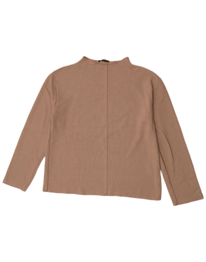 Женский топ Zara с длинным рукавом UK 14, хлопок среднего серого цвета