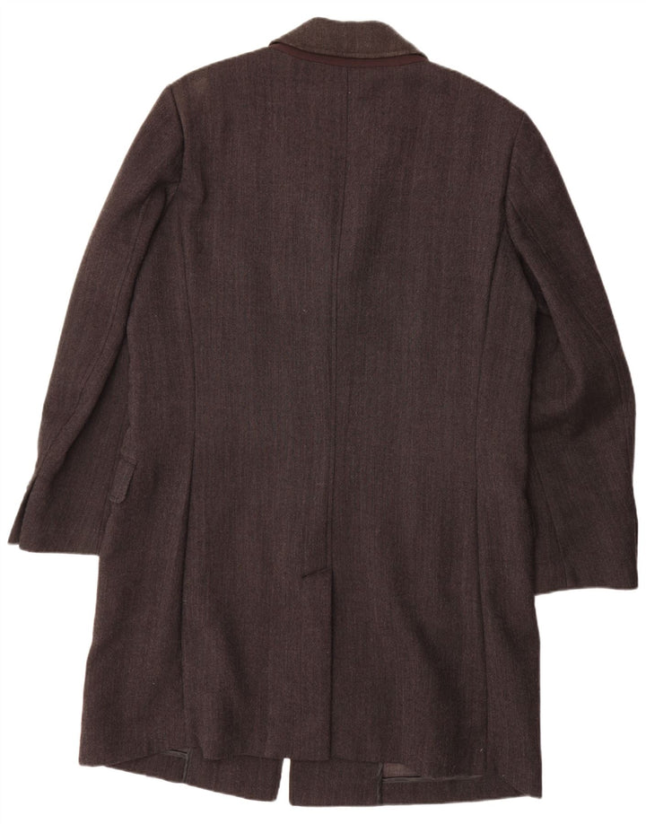 Мужское пальто GEOX UK 46 3XL серое из шерсти с рисунком «елочка»