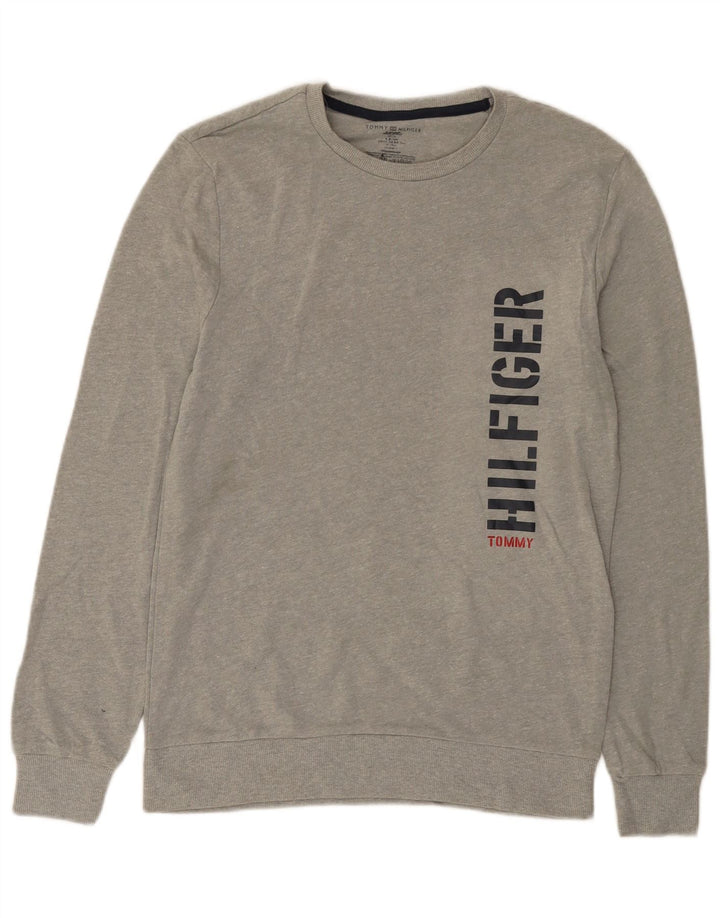 TOMMY HILFIGER Мужской свитшот с рисунком, маленький серый хлопковый джемпер