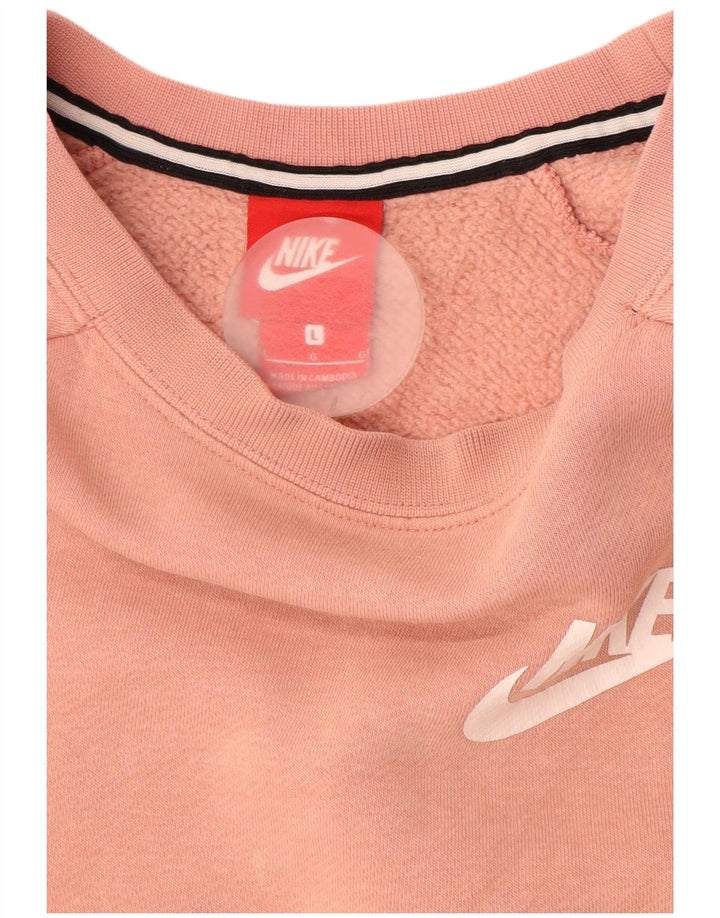 Женский свитер NIKE UK 16, большой размер, розовый хлопок