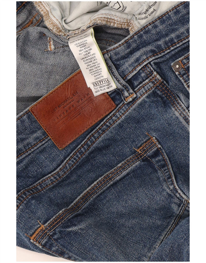 Мужские прямые джинсы Marks & Spencer W38 L29 синие, хлопок