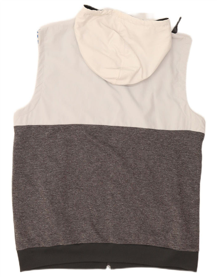 ADIDAS Мужской свитер без рукавов с капюшоном на молнии, большой серый полиэстер с цветными блоками