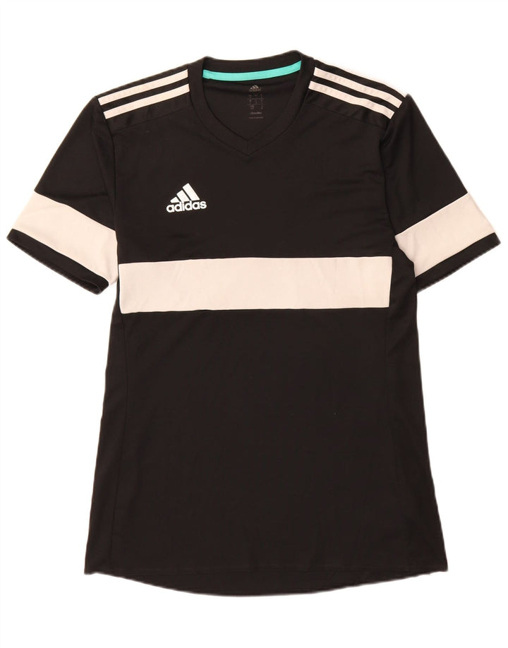 Мужская футболка Adidas Climalite, маленький черный полиэстер с цветными блоками