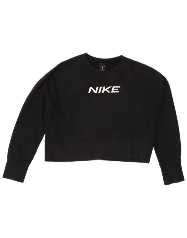 Женский укороченный свитшот большого размера с графикой Nike UK 10, маленький черный