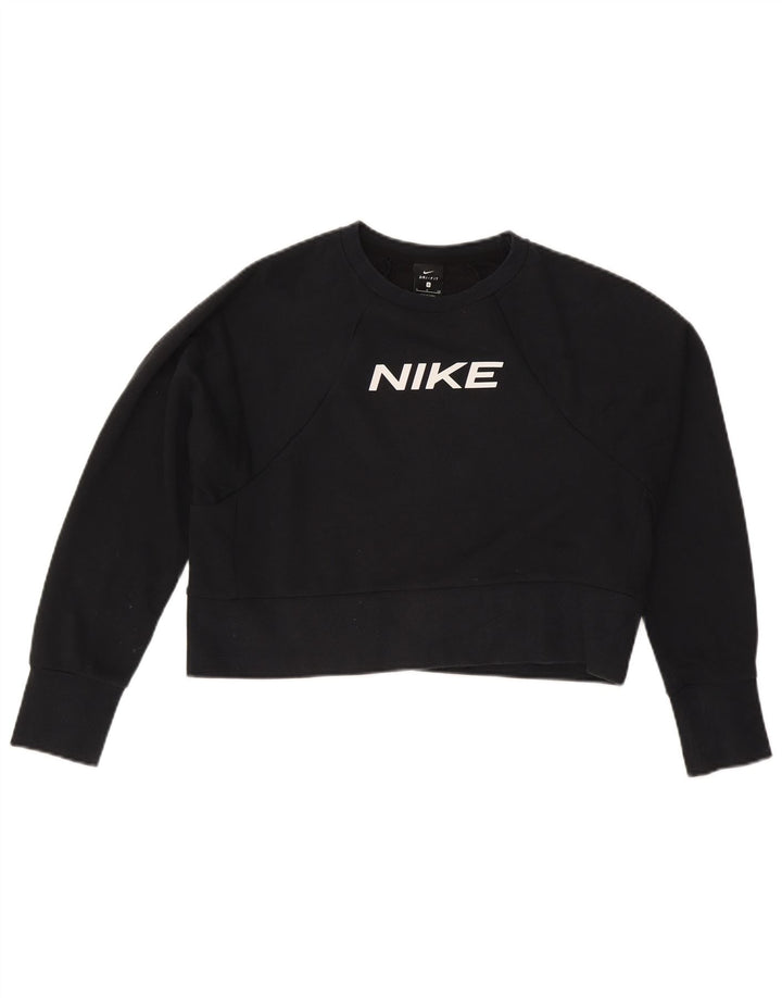 Женский укороченный свитшот большого размера с графикой Nike UK 10, маленький черный