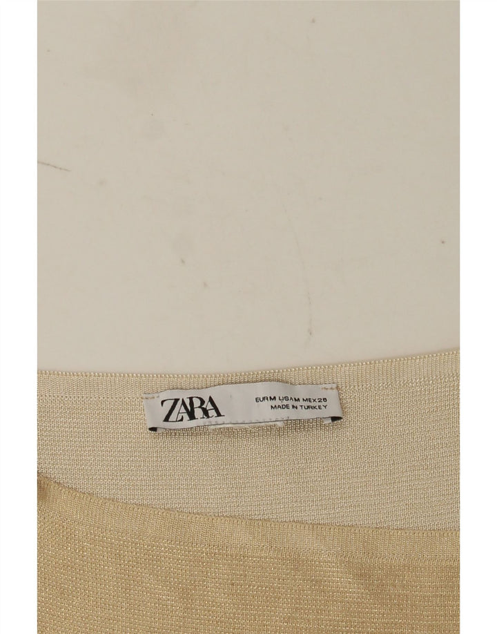 Женский укороченный топ на бретельках Zara UK 12, средний бежевый