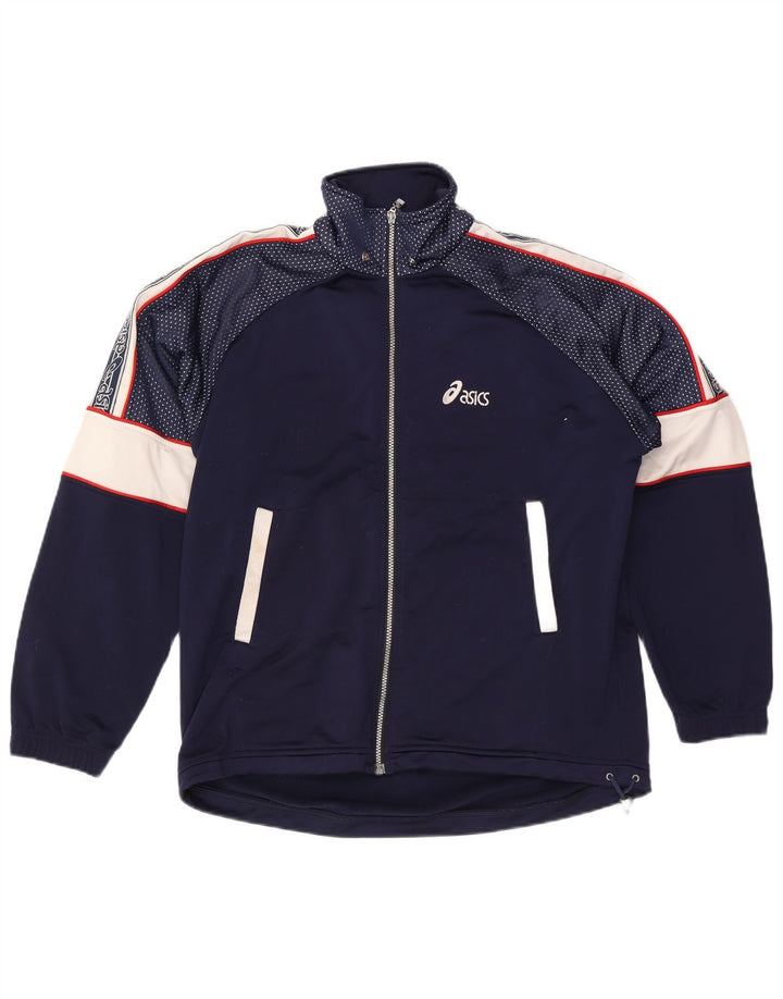 Мужская спортивная куртка Asics UK 40, большая темно-синяя, полиэстер с цветными блоками