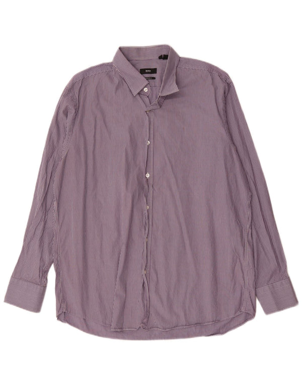 Мужская рубашка обычного кроя Hugo Boss, размер 17 1/2 XL, фиолетовая полоска