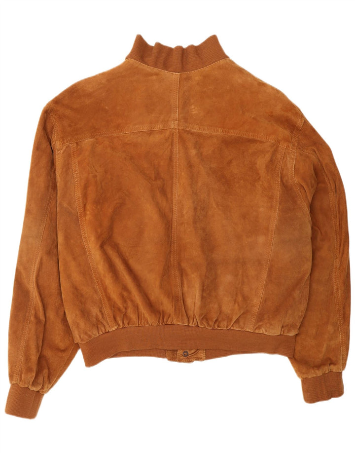 ANTICA PELLERIA Mens Suede Bomber Jacket IT 52 XL Brown Leather