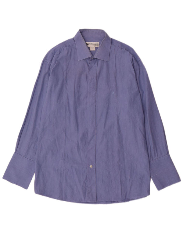 Рубашка мужская деловая PIERRE CARDIN, размер 17 XL, синяя в тонкую полоску