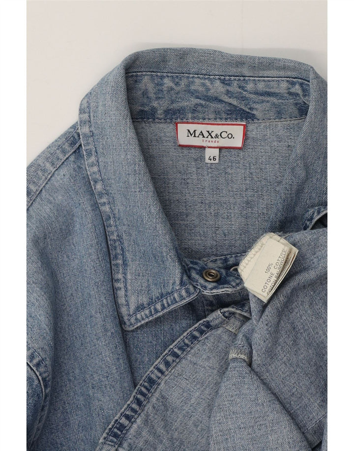 Женская джинсовая рубашка MAX & CO. с рукавом 3/4 IT 46, большой синий хлопок