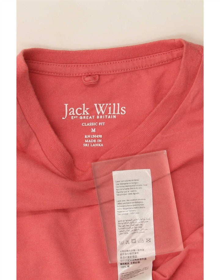 Мужская футболка классического кроя Jack Wills, хлопковый топ среднего розового цвета