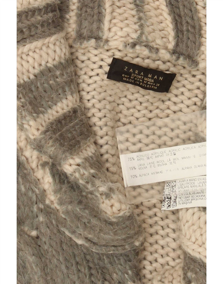 Мужской кардиган Zara, средний хаки в полоску, акрил