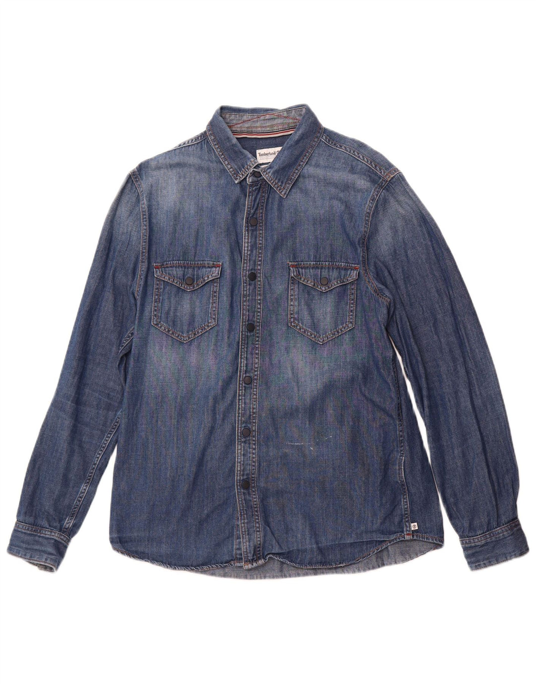 Мужская джинсовая рубашка облегающего кроя Timberland, большая синяя хлопковая рубашка