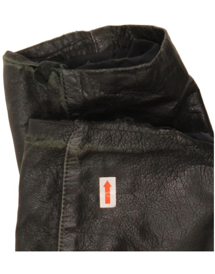 Винтажная женская укороченная кожаная куртка IT 44 Medium Black