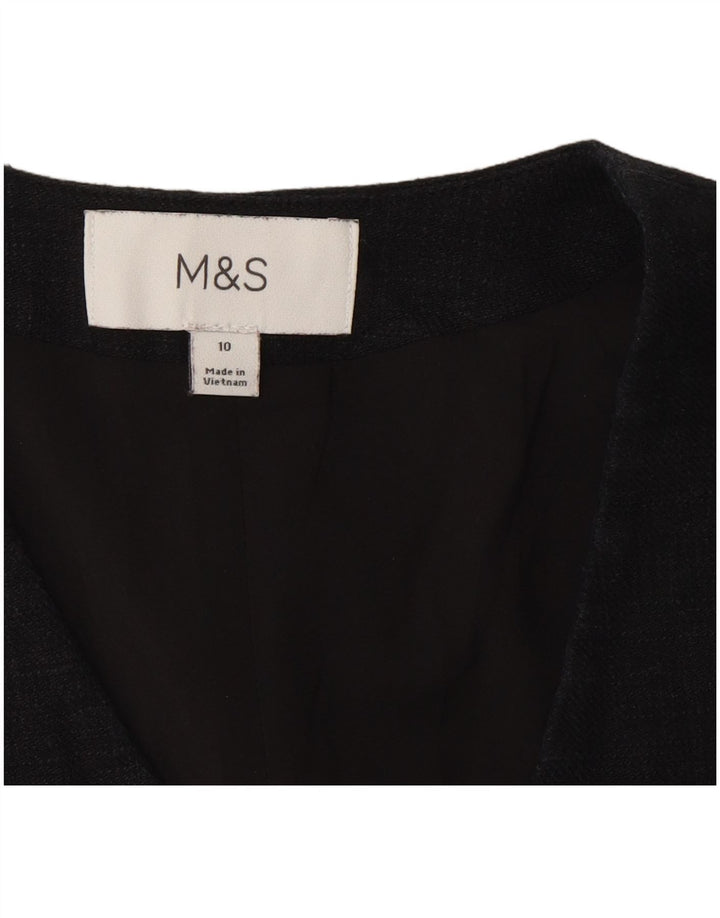 Женский укороченный жилет Marks & Spencer UK 10, маленький черный льняной