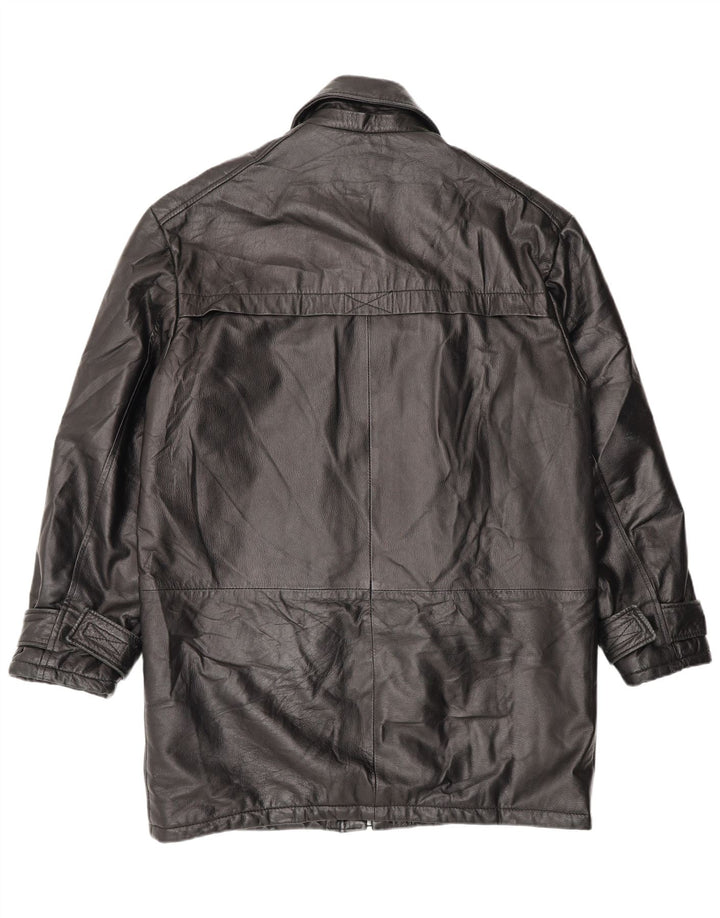 Винтажное мужское кожаное пальто IT 48 Medium Black Leather