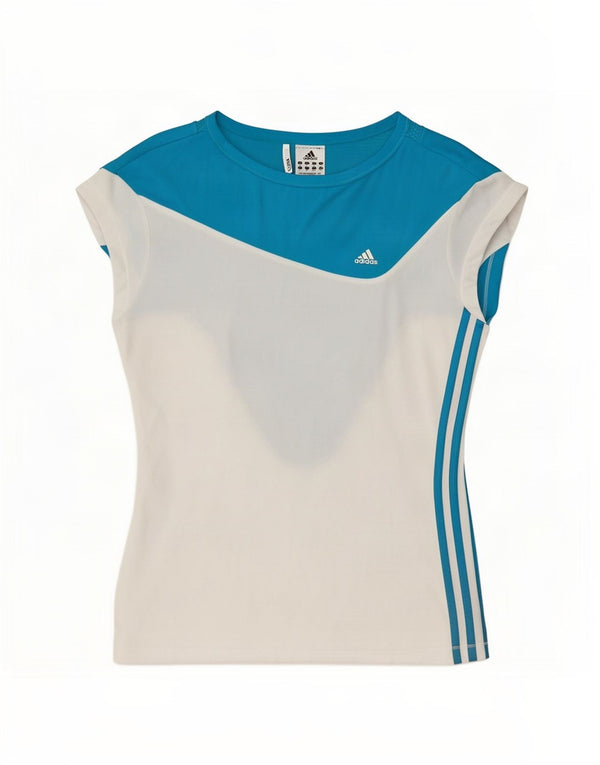 Женская футболка Adidas Climacool Top UK 18 XL, белый полиэстер с цветными блоками