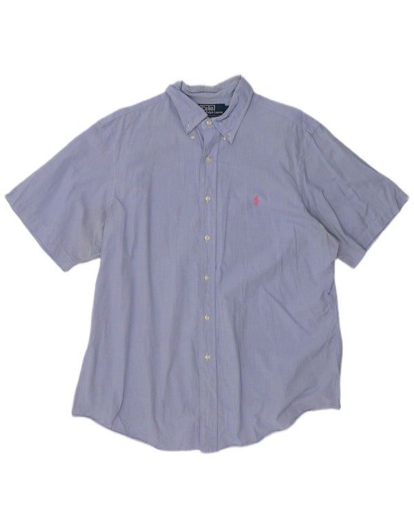 Мужская рубашка с коротким рукавом Polo Ralph Lauren, размер 17 43 XL, синяя в клетку