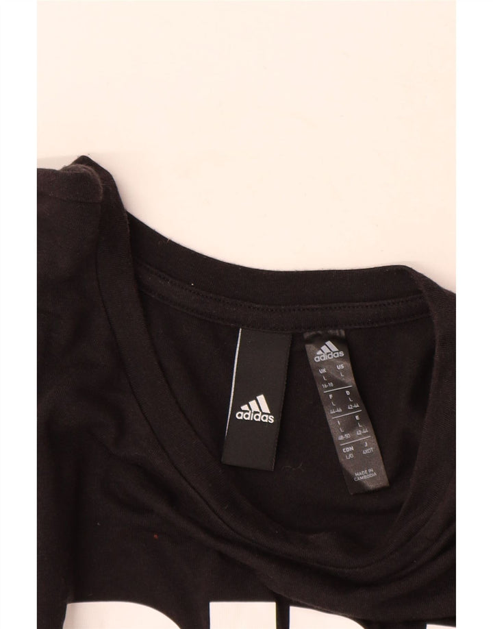 Женская футболка с рисунком Adidas Top UK 16/18, большой черный полиэстер