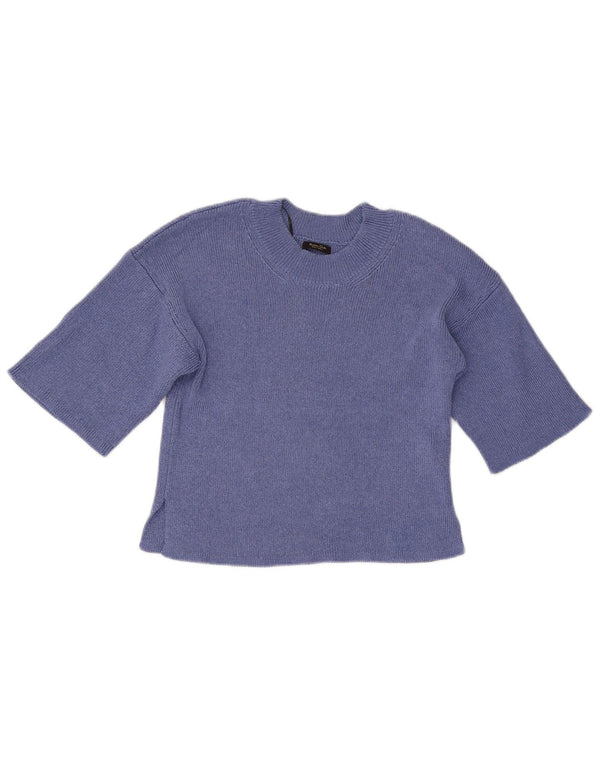 Женский укороченный джемпер с круглым вырезом Massimo Dutti UK 6 XS синий