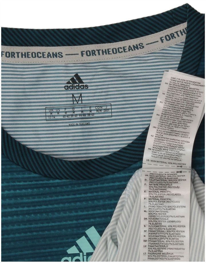 Женский жилет Adidas UK 12/14, полиэстер в среднюю синюю полоску