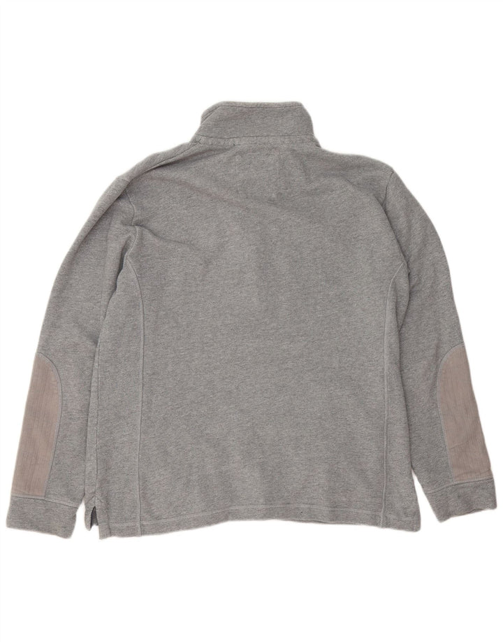 CREW CLOTHING Mens Button Neck Sweatshirt Jumper Large Grey Cotton