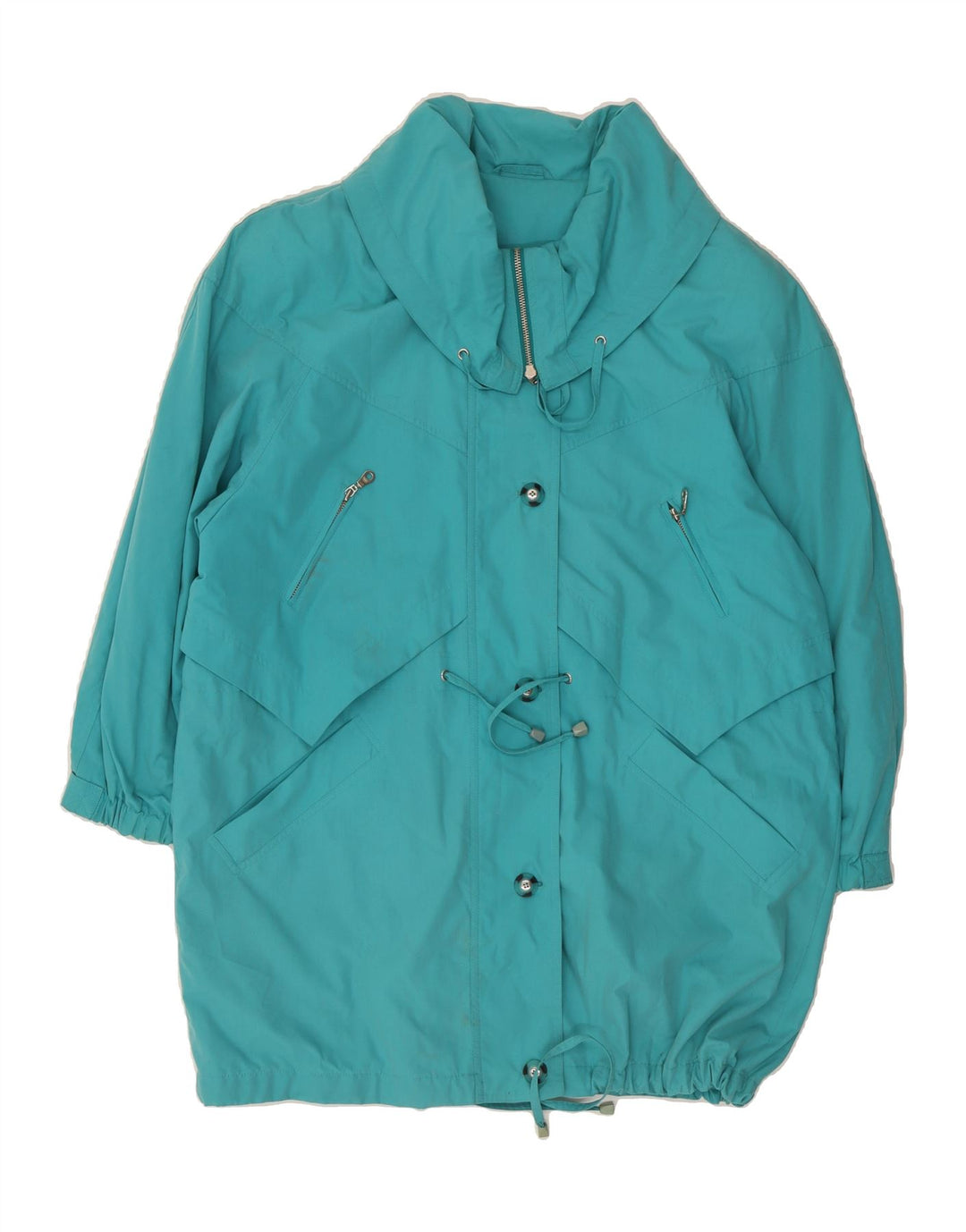 VINTAGE Womens Windbreaker Jacket UK 12 Medium Blue Polyester Vintage Vintage and Second-Hand Vintage from Messina Hembry 