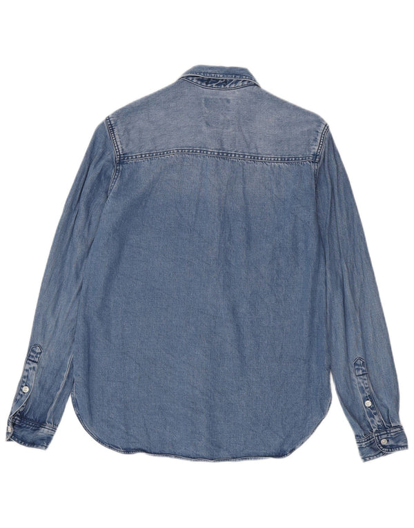 Женская джинсовая рубашка-бойфренд Abercrombie & Fitch UK 6 XS синяя из лиоцелла